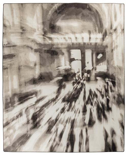 Morning Commute -Grayscale 10'9"X13'2" Rectangular