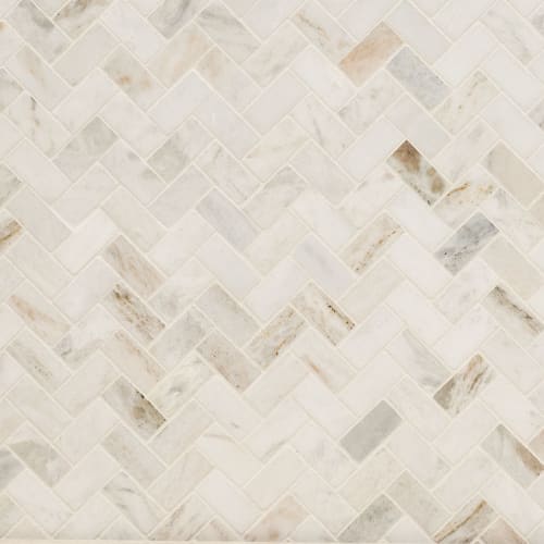 Arabescato Venato White in Arabescato Venato White 1x2 Herringbone Honed Natural Stone