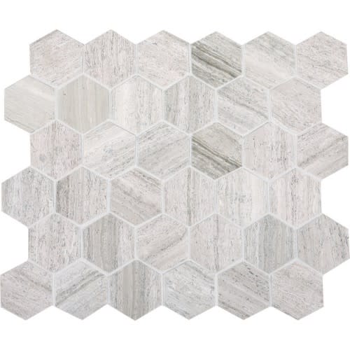 Limestone Collection In Chenille White 6X6 Hexagon