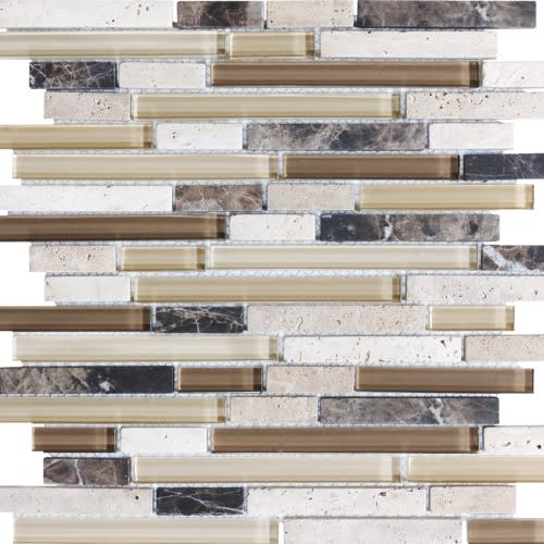 Bliss in Cappuccino 12x12 Random Strip Mosaics Natural Stone