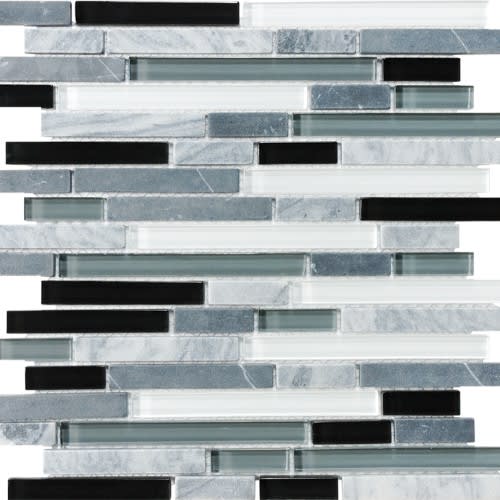 Bliss in Midnight 12x12 Random Strip Mosaics Natural Stone