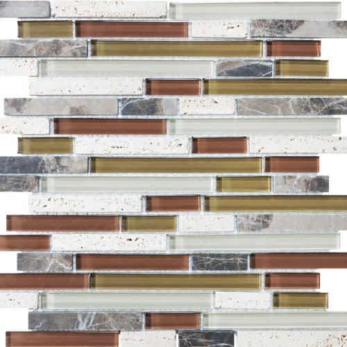 Bliss in Cabernet 12x12 Random Strip Mosaics Natural Stone