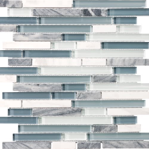 Bliss in Waterfall 12x12 Random Strip Mosaics Natural Stone