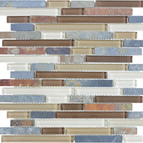Bliss in Amber Tea 12x12 Random Strip Mosaics Natural Stone