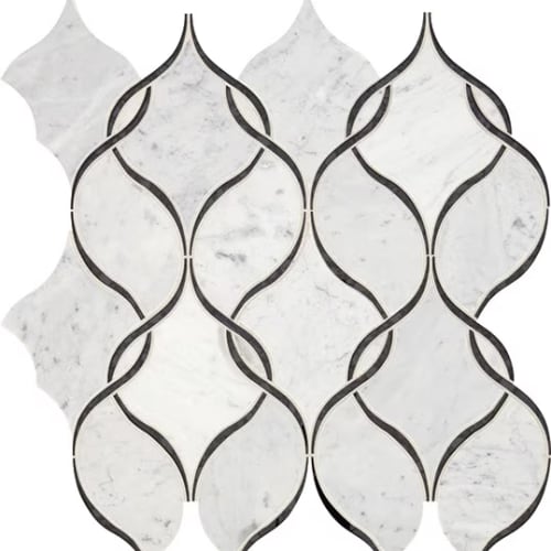 Lavaliere In Carrara White/Black Ant Mirror Intertwining Arabesque