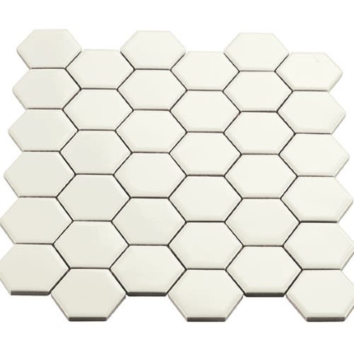 Multiplier In White Hexagon Mosaic 2"X2" Gloss