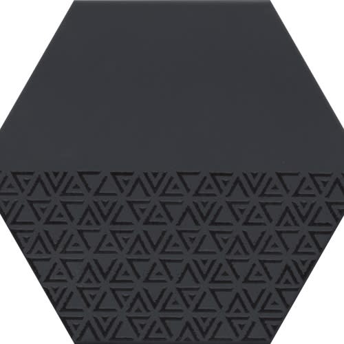 Rhythm in Black Hex Pattern 11" X 13" Tile