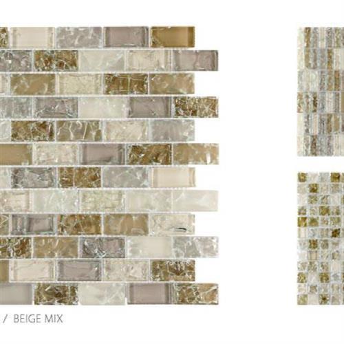 Crackle Glass In Beige Mix - 1X2 Mosaic