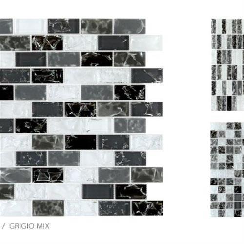 Crackle Glass in Grigio Mix - 1x2 Mosaic Glass Tile