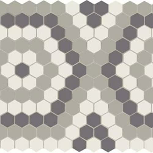 Unglazed Mosaics In Ice White/Black/Light Smoke Hex Hexagon