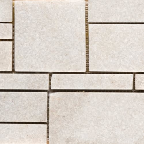 SLATE, QUARTZITE & SANDSTONE in White Quartzite - Borgo Pattern Calibrated/Gauged 6.75" X 17.5" Mesh Natural Stone