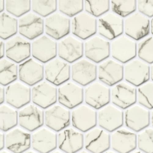 Bellevue Glass In Statuario - Small Hexagon Mosaic
