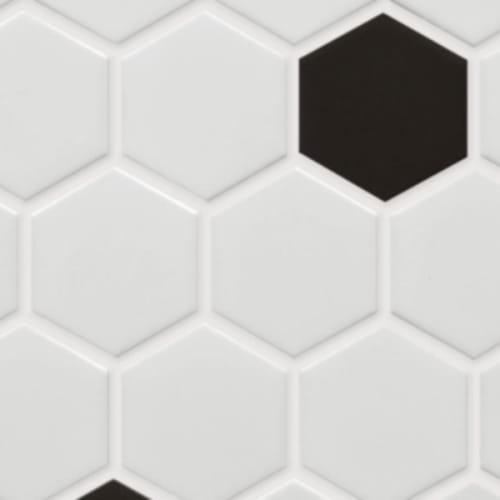 Circuit In White W/Black 2X2 Hexagon - 2X2 Hexagon Mosaic