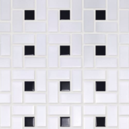 Circuit In White W/Black Pinwheel - Pinwheel Mosaic