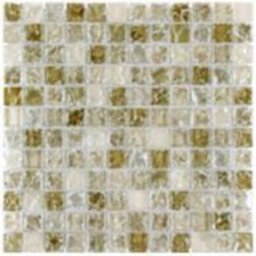 Crackle Glass in Beige Mix - 1x1 Mosaic Tile