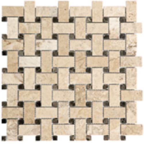 Filled & Honed Travertine In Picasso - Basketweave Mosaic