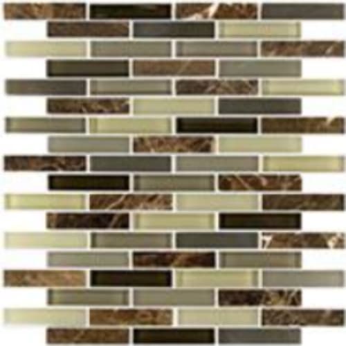 Glass & Stone in Toffee - 5/8x3 Brick Mosaic Tile