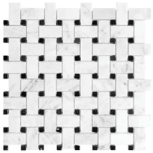 Natural Marble in Bianco Venatino - Basketweave Mosaic Tile