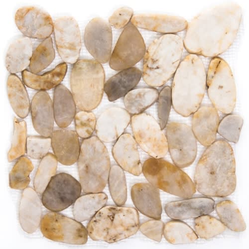 Rivera Pebbles in Cream Flat 12" X 12" Pebble Natural Stone