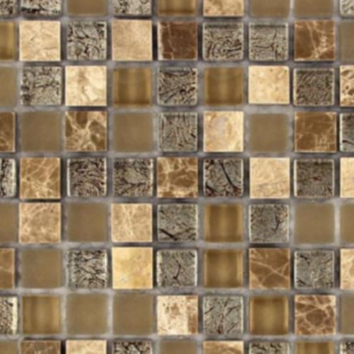Stone, Glass & Metal Leaf in Brass Leaf - 5/8x5/8 Mosaic Tile