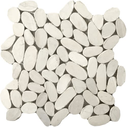 Venetian Pebbles in Ivory 12" X 12" Flat Pebbles Natural Stone