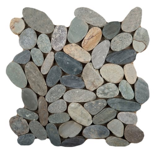 Venetian Pebbles in Multi Color 12" X 12" Flat Pebbles Natural Stone
