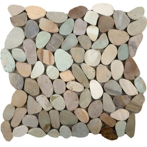 Venetian Pebbles in Pastel 12" X 12" Flat Pebbles Natural Stone
