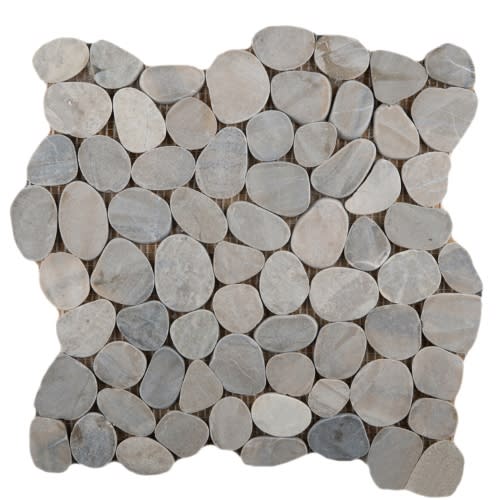 Venetian Pebbles in Silver 12" X 12" Flat Pebbles Natural Stone