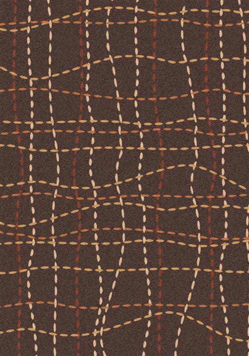 Stitches-00626 Brown Leather 3'10"X5'4" Rectangular