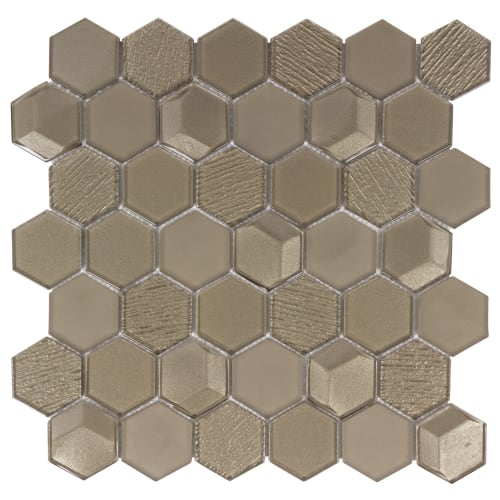 Monet Magic in Champagne Hex Glass Tile