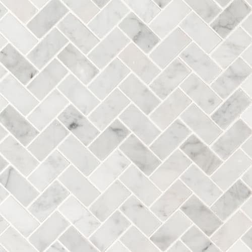 Carrara White In Carrara White - 1X2 Herringbone