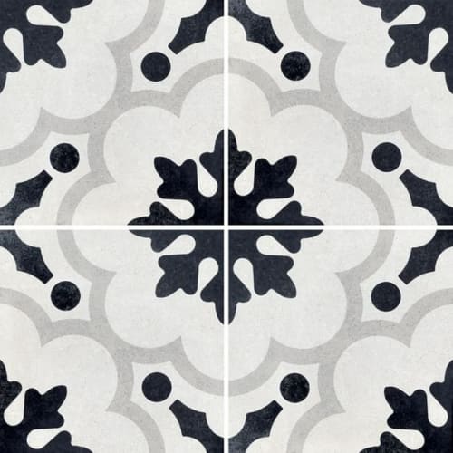 Cementine Black and White in B&W 2 Tile