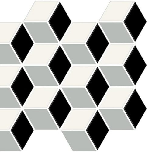 Color Story Mosaics In White/Black/Balance/Matte Cubist Hexagon-1.5''