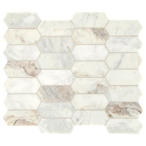 Marble Collection In Daphne White - Elongated Hex