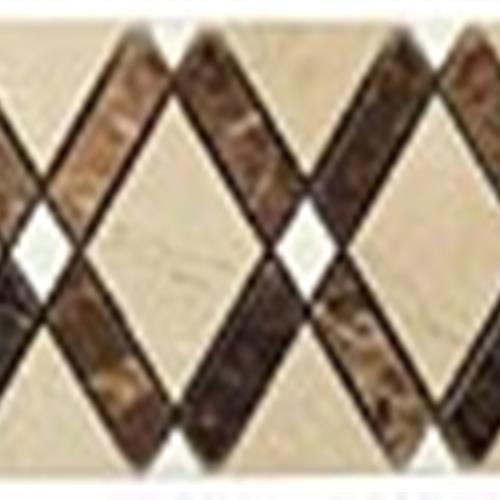 Diamond in Crema Marfil-Emperador Dark-Thassos White Listello Natural Stone