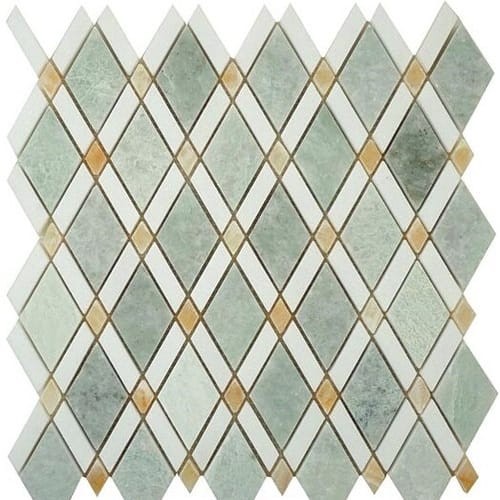 Diamond in Ming Green Light-Thassos White-Honey Onyx Natural Stone