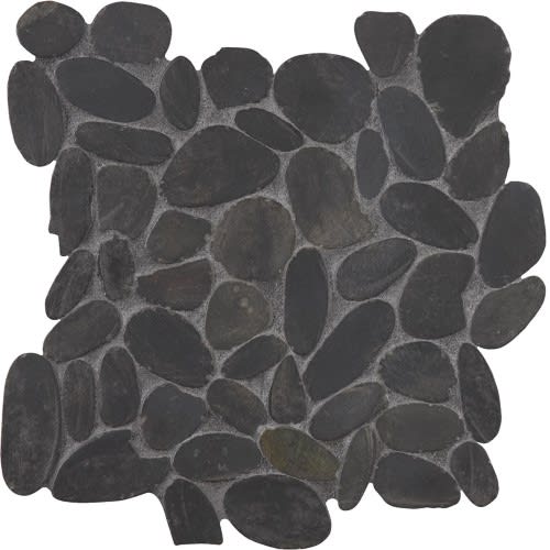 Pebbles in Black Pearl Flat 12x12 Natural Stone