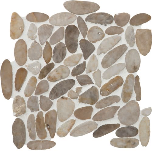 Pebbles in White Snowball Flat 12x12 Natural Stone