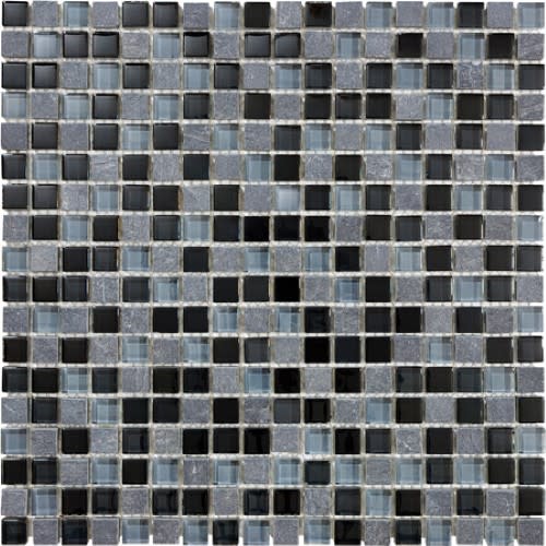 Bliss In Black Timber 12X12 Mosaics