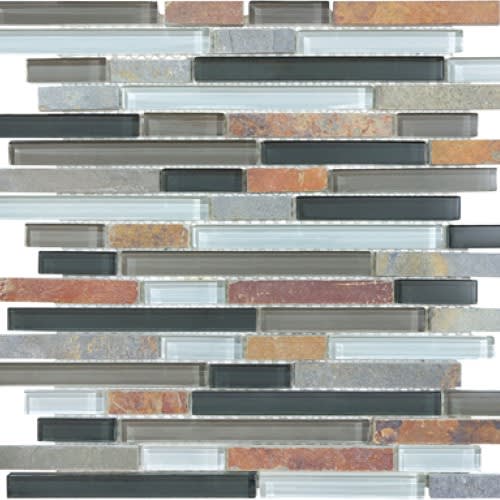 Bliss in Smoky Mica 12x12 Random Strip Mosaics Natural Stone