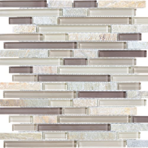 Bliss in Cotton Wood 12x12 Random Strip Mosaics Natural Stone