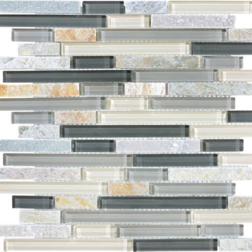 Bliss in Silver Aspen 12x12 Random Strip Mosaics Natural Stone