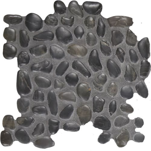 Pebbles in Black Pearl Round 12x12 Natural Stone
