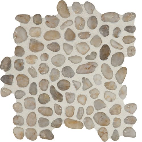 Pebbles in White Snowball Round 12x12 Natural Stone