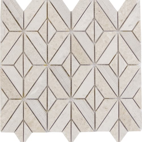 Limestone In Ivory Rhombus Mosaic 12"X12"