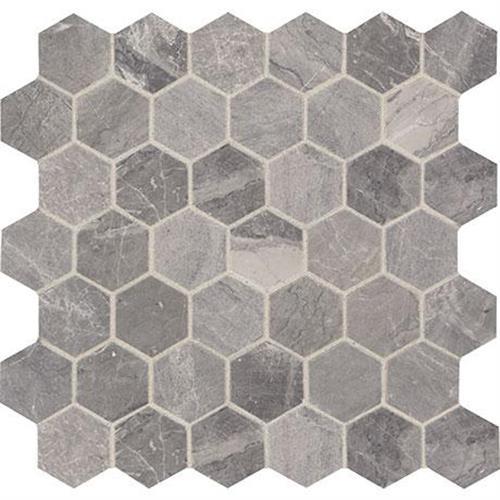 Predella In Meta Silver Mosaic (2" Hexagon) - 12X12