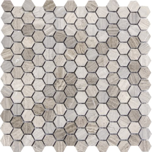 Metro In Gray - 1" Mixed Hexagon Honed