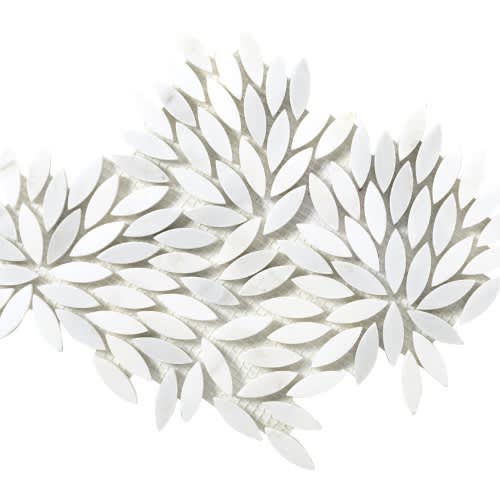 Marble Winter Frost In Winter Frost Leaf Mosaic - Mesh Mosaic