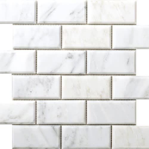 Marble Winter Frost In Winter Frost Bevelled Mosaic - Mesh Mosaic