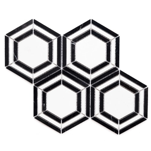 Large Hex In Nero And Thassos White
